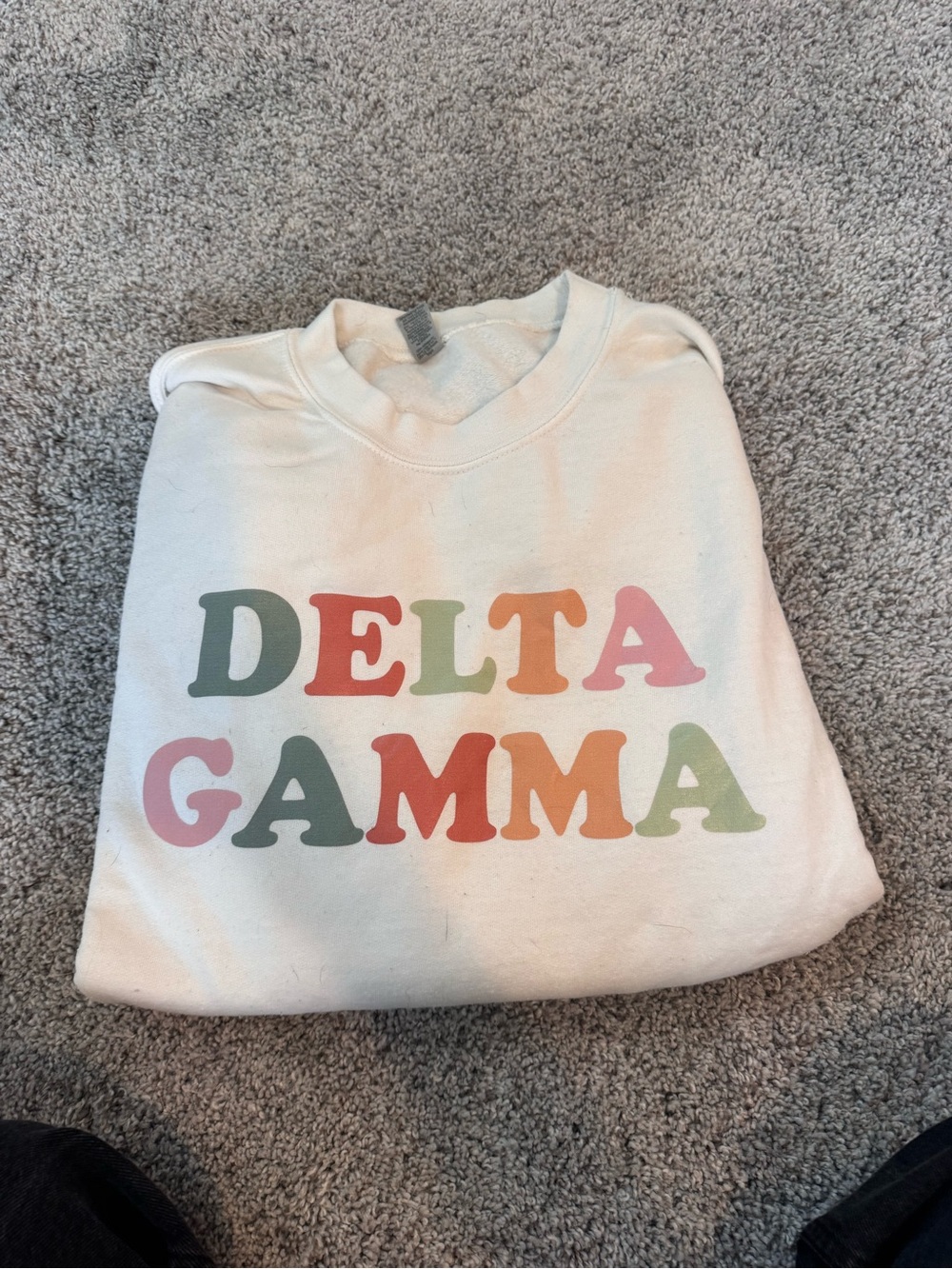 Delta Gamma Pastel Lettering White Crewneck Sweatshirt